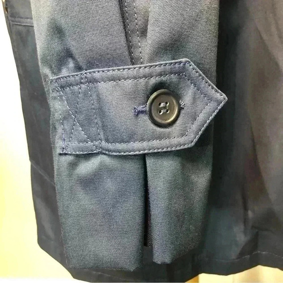 Vintage Navy Blue Brem Rainwear Button Up Jacket with pockets Size 12 Petite - Picture 5 of 12